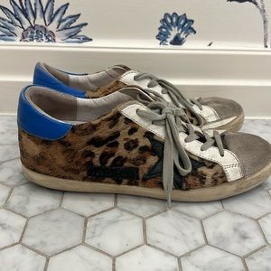 Leopard Golden Goose with Blue Heel